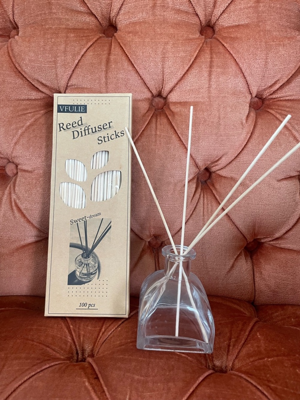 Reed Diffuser Sticks & Glass Diffuser Bottle - Natural Beige